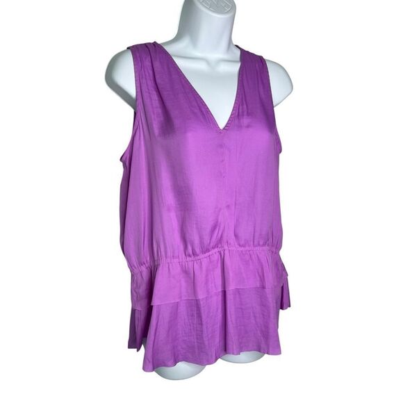 Banana Republic Women’s S  Satin Layered Ruffle Hem Blouson Tank - Picture 3 of 7